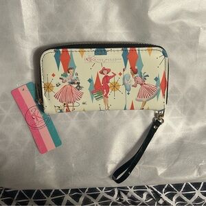 Kate McEnroe NY- Retro Christmas Graphic Wristlet Wallet
